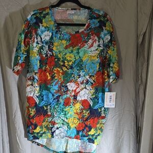 LuLaRoe Colorful Floral Short Sleeve Top